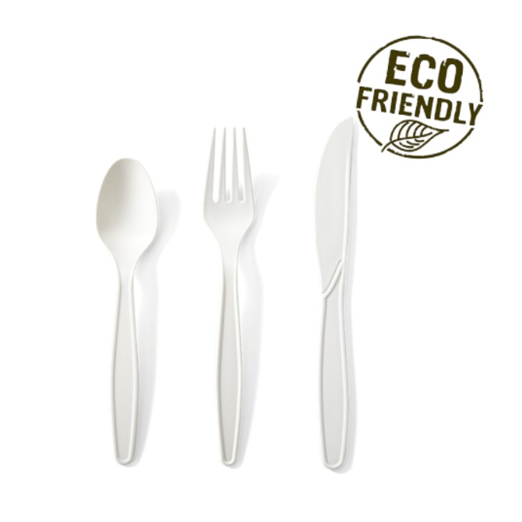 6.5 inch Corn Starch Cutlery Biodegradable Eco-Friendly PSM Cutlery Biodegradable Flatware Sets Plant-Based Bio Cutlery Wholesale