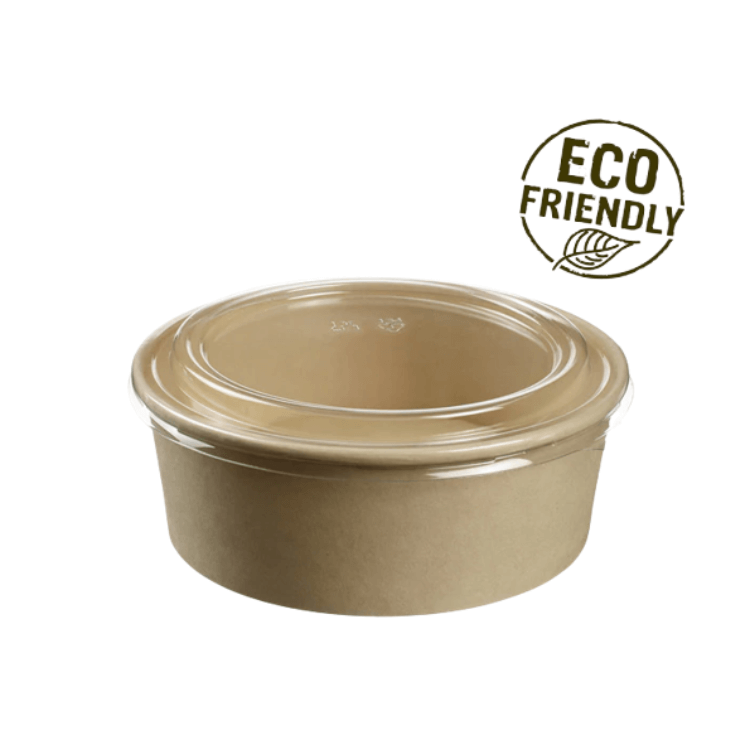 Eco-friendly Kraft Paper Salad Bowls with Lids Wholesale Disposable Paper Food Containers Biodegradable Kraft Paper Takeaway Containers Disposable Takeout Containers with Lids
